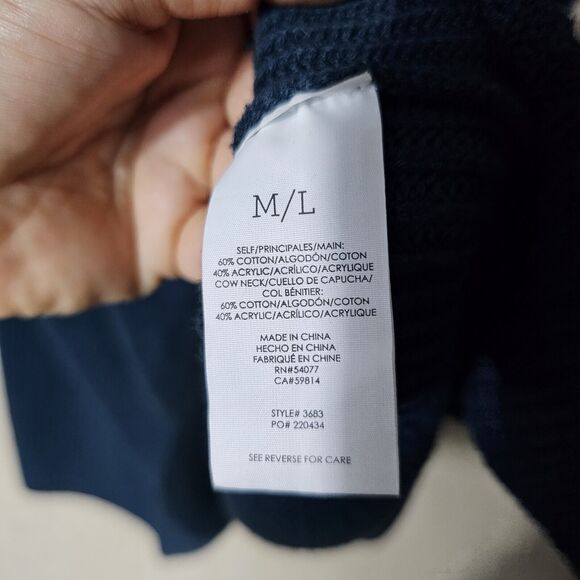 Cabi Flex Poncho Sweater Teal Size M/L Knit Pockets Batwings Oversized Stretchy - Picture 3 of 9